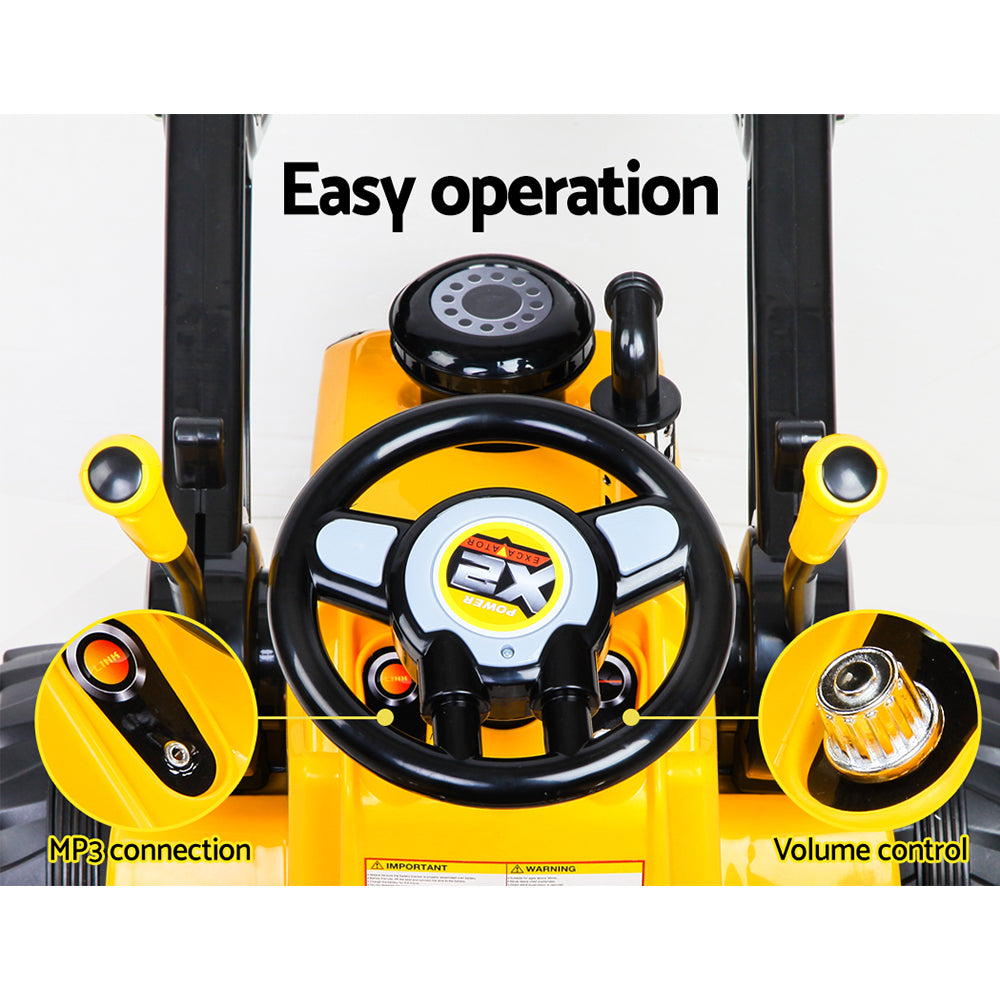 Rigo Kids Electric Ride On Car Bulldozer Digger Loader Remote 6V Yellow