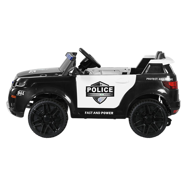 Rigo Kids Electric Ride On Patrol Police Car Horn Music Remote Black