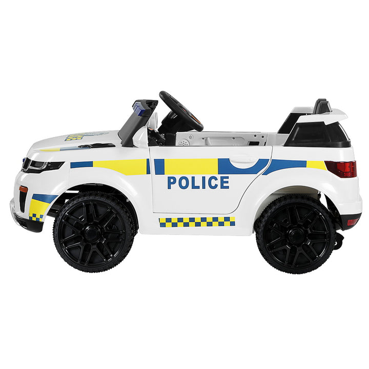 Rigo Kids Electric Ride On Patrol Police Car Horn Music Remote White