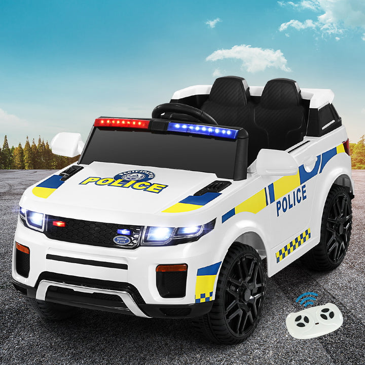 Rigo Kids Electric Ride On Patrol Police Car Horn Music Remote White