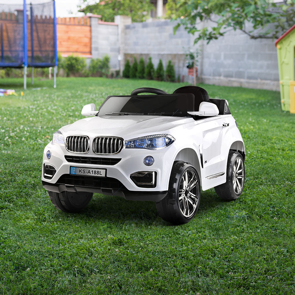 Rigo Kids Electric Ride On Car SUV BMW-Inspired X5 Toy Cars Remote 6V White