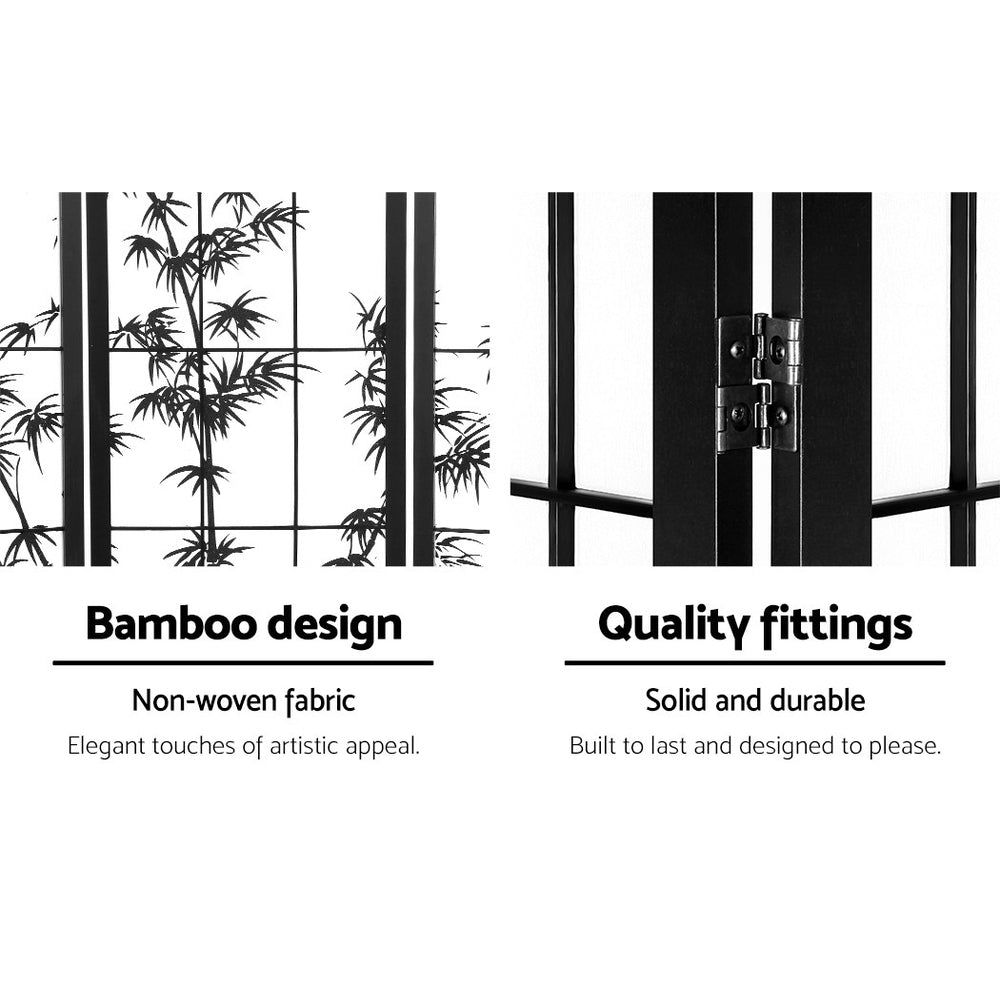 Artiss 8 Panel Room Divider Screen 348x179cm Bamboo Black White