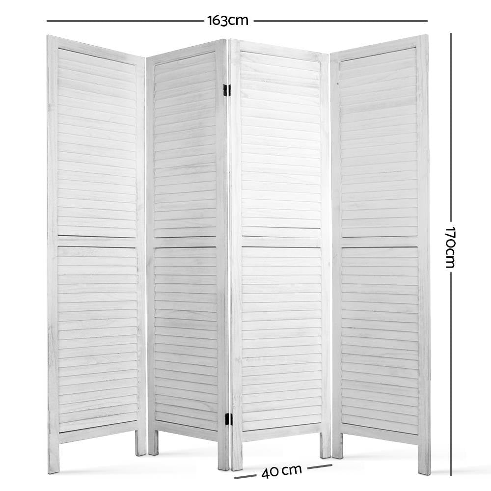 Artiss 4 Panel Room Divider Screen 163x170cm Louver White