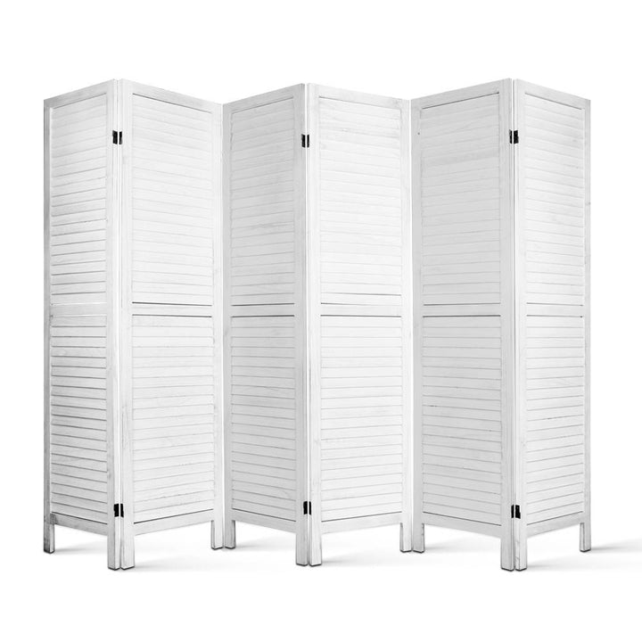 Artiss 6 Panel Room Divider Screen 245x170cm Louver White