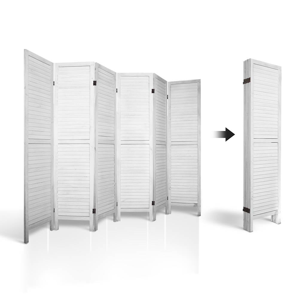 Artiss 6 Panel Room Divider Screen 245x170cm Louver White