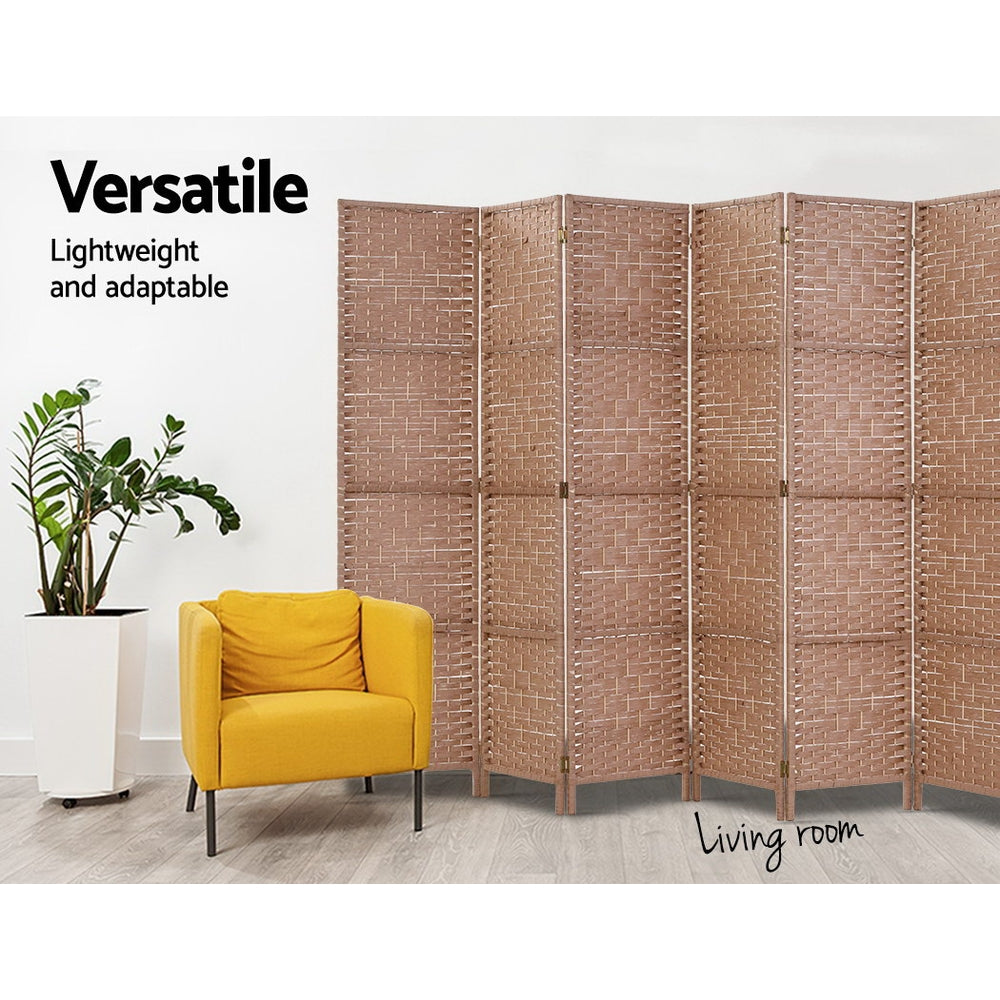 Artiss 6 Panel Room Divider Screen 245x170cm Woven Natural