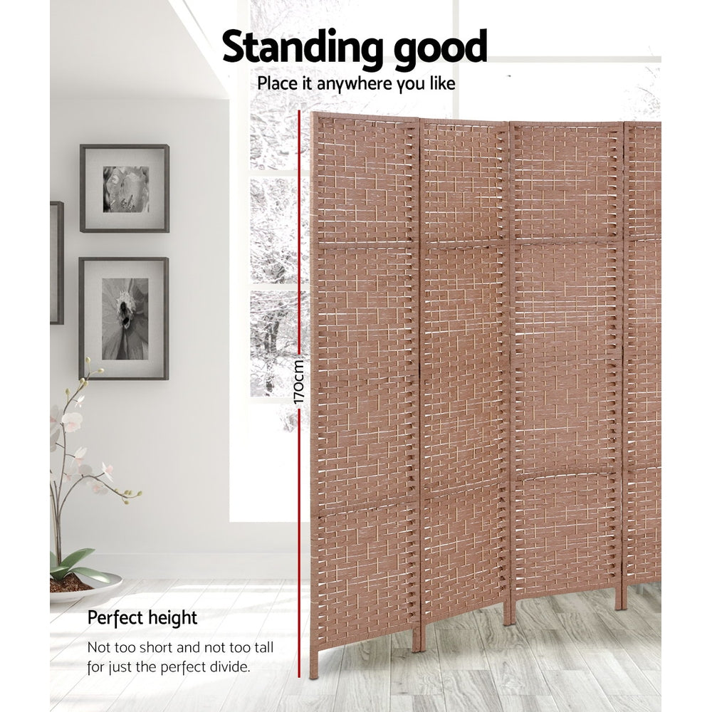 Artiss 8 Panel Room Divider Screen 326x170cm Woven Natural