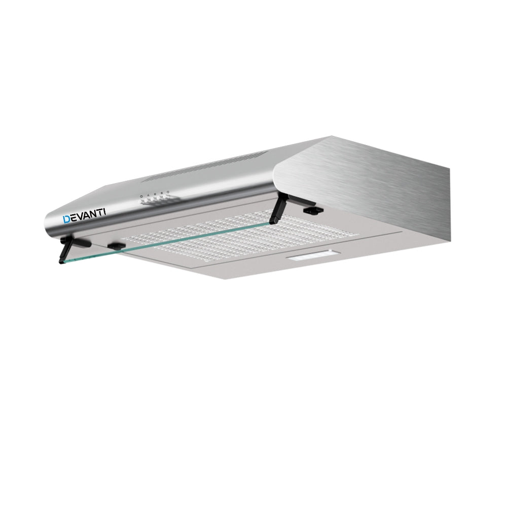 Devanti 600mm Range Hood 60cm Rangehood Kitchen Canopy LED Light Stainless Steel