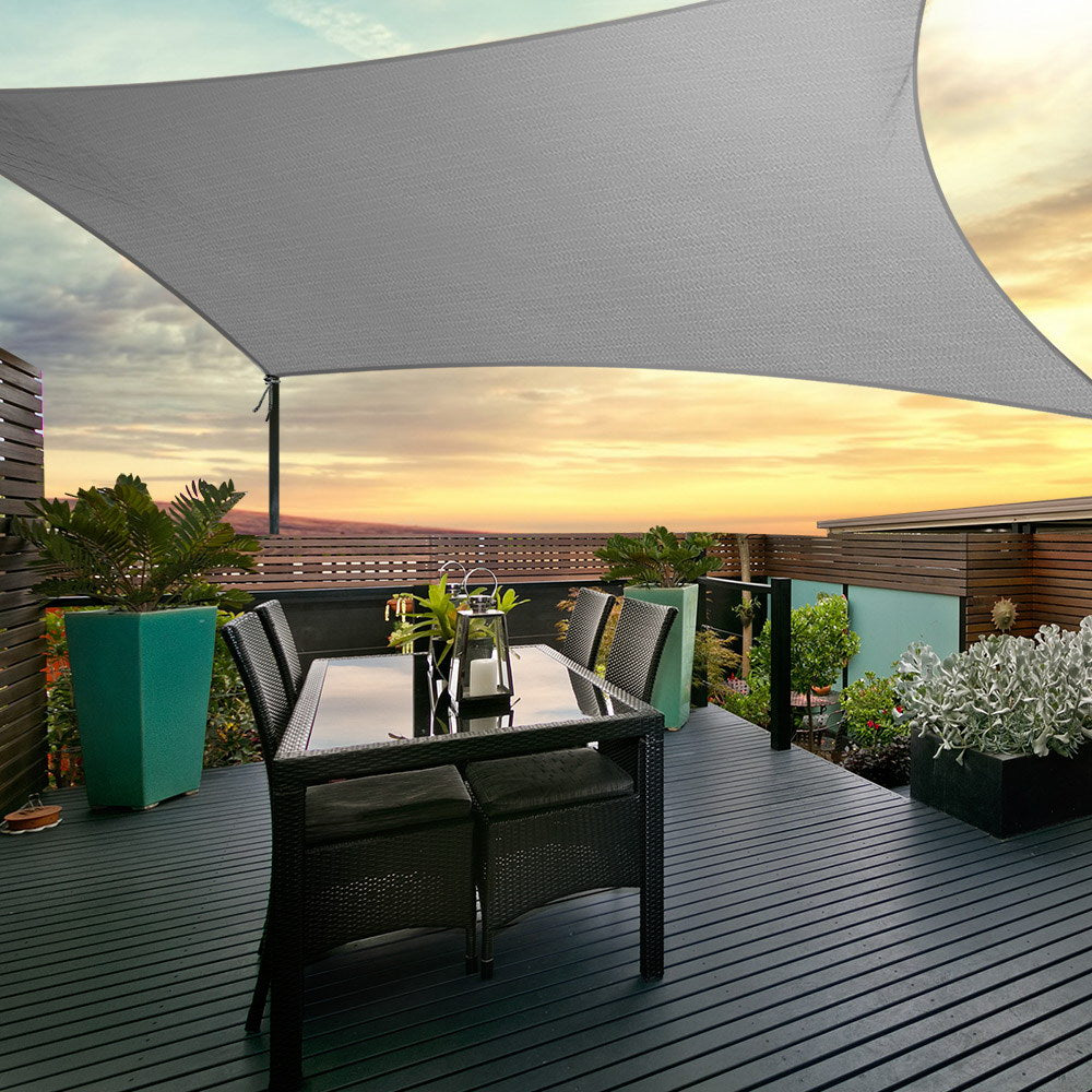 Instahut Shade Sail 3x5m Rectangle 280GSM 98% Grey Shade Cloth