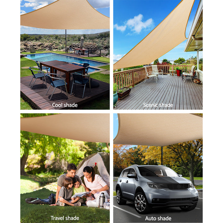 Instahut Shade Sail 6x6m Rectangle 280GSM 98% Sand Shade Cloth