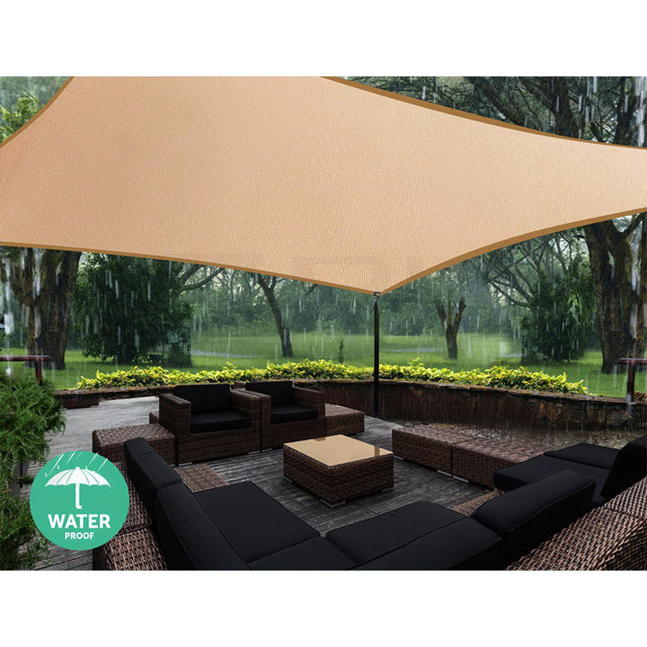 Instahut Waterproof Shade Sail 2x4m Rectangle Sand 95% Shade Cloth