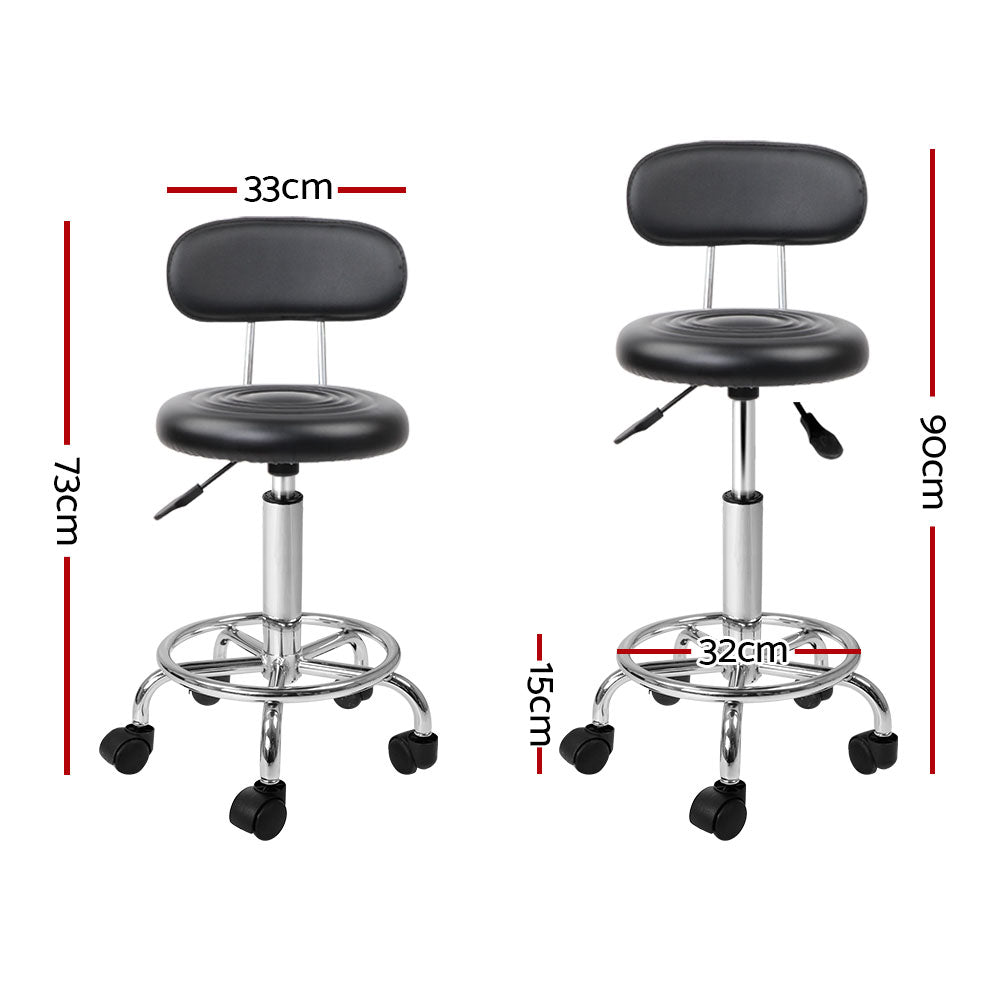 Artiss Salon Stool Swivel Chair Backrest Black