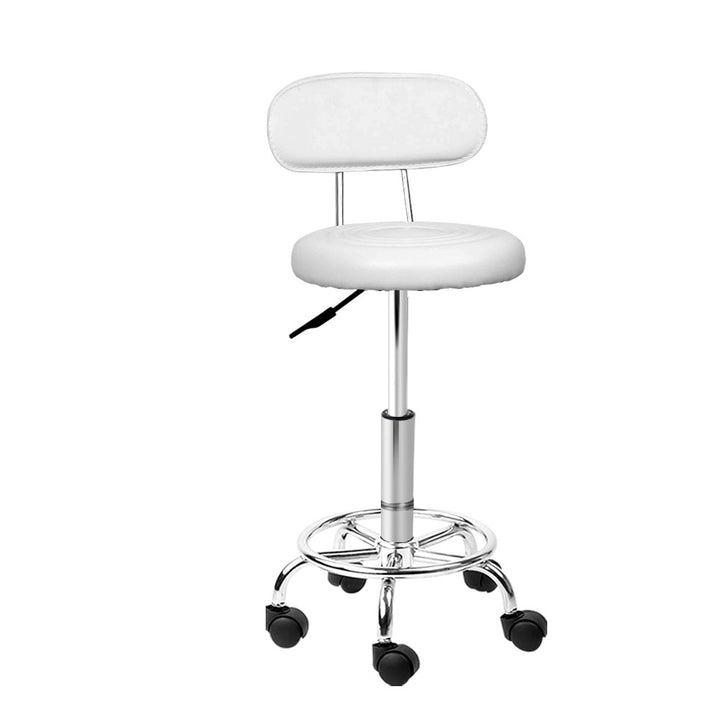 Artiss Salon Stool Swivel Chair Backrest White