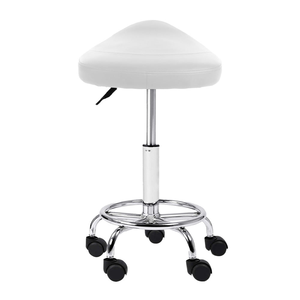 Artiss Salon Stool Saddle Swivel Chair White