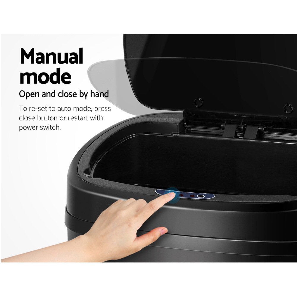 Devanti 58L Motion Sensor Bin Rubbish Automatic Black