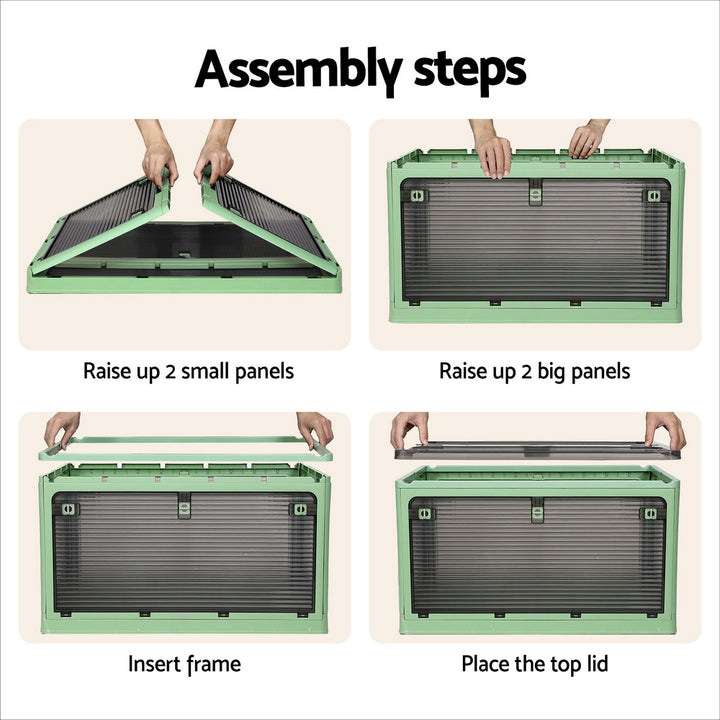 Artiss Storage Box Container Foldable Stackable 5 Sides Open Transparent 140L