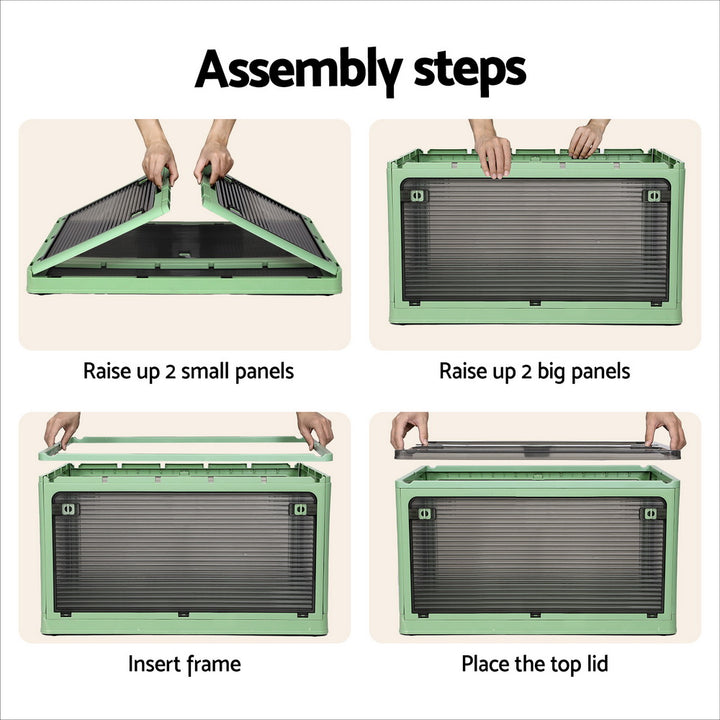 Artiss Storage Box Container Foldable Stackable 5 Sides Open Transparent 82L