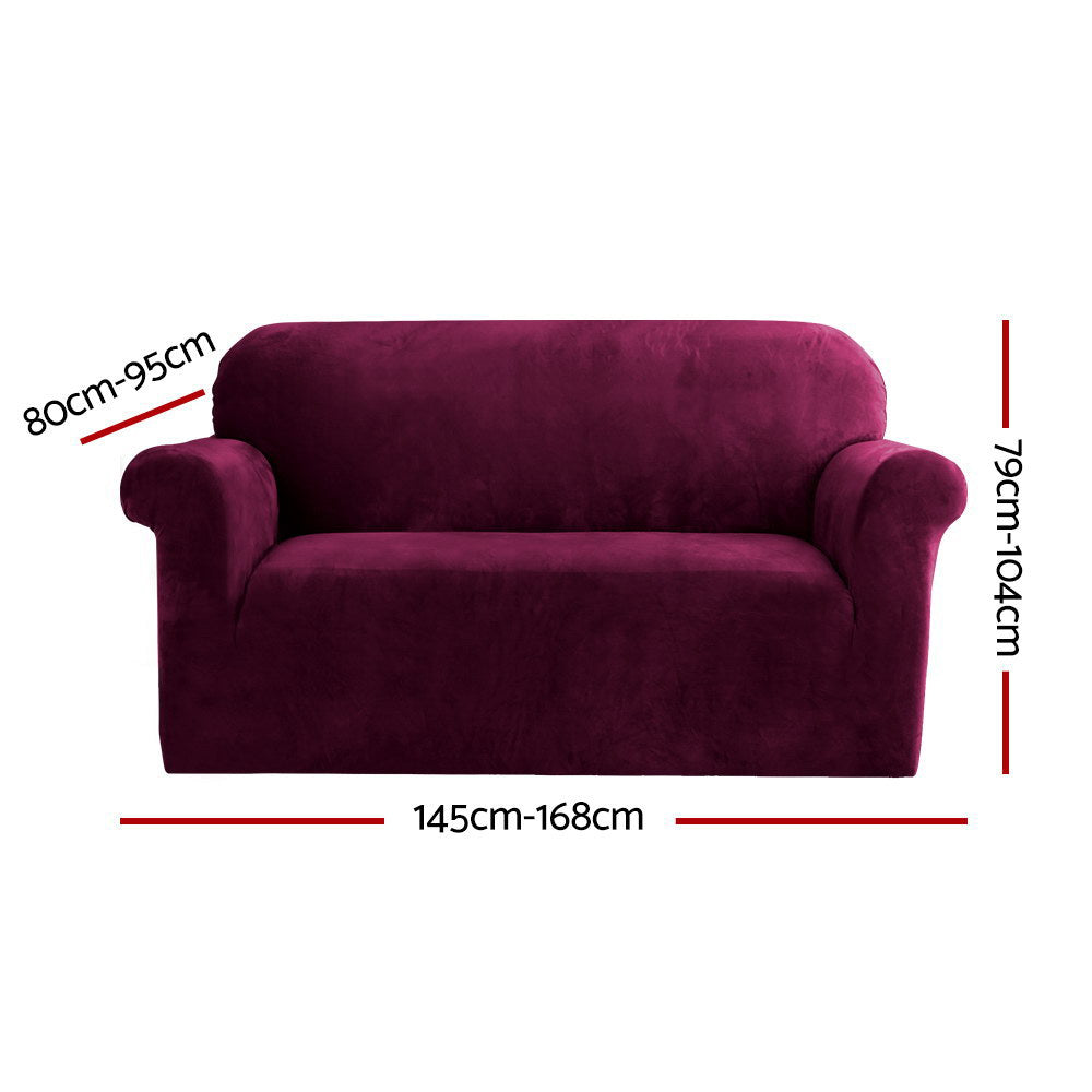 Artiss Sofa Cover Couch Covers 2 Seater Velvet Ruby Red