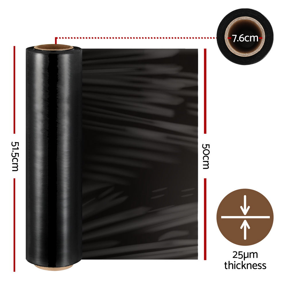 500mm x 400m Stretch Film Pallet Shrink Wrap 4 Rolls Package Use Plastic Black