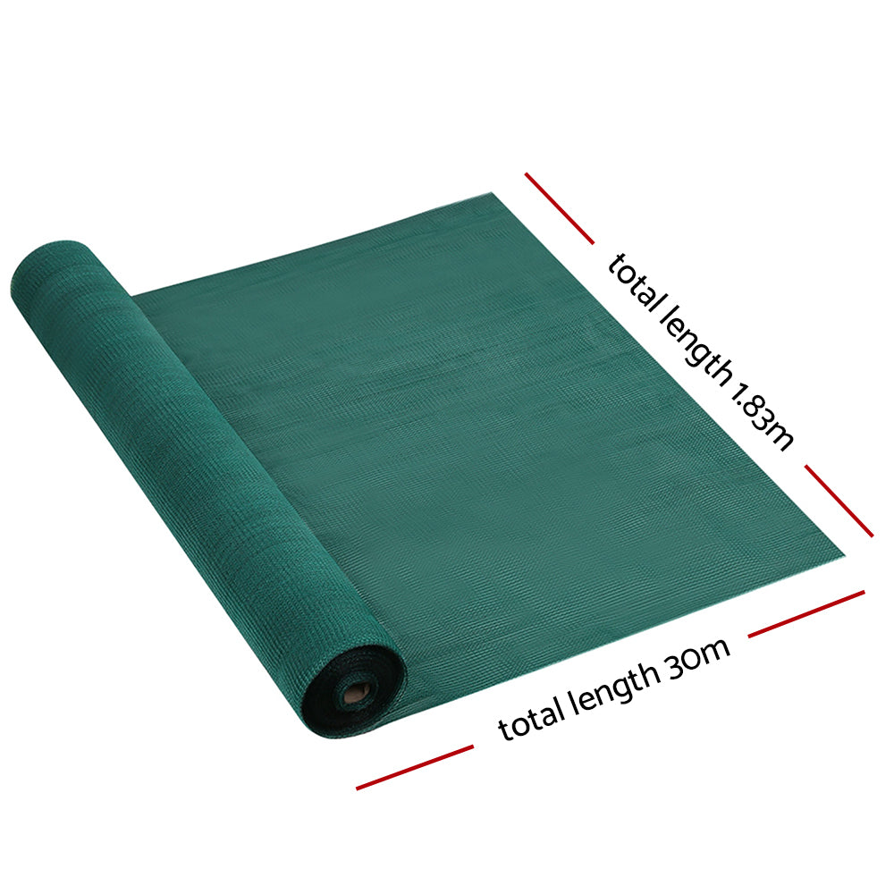 Instahut 30% Shade Cloth 1.83x30m Shadecloth Wide Heavy Duty Green