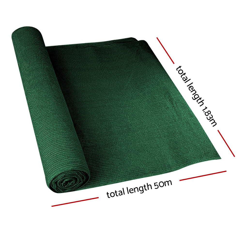 Instahut 50% Shade Cloth 1.83x50m Shadecloth Sail Heavy Duty Green