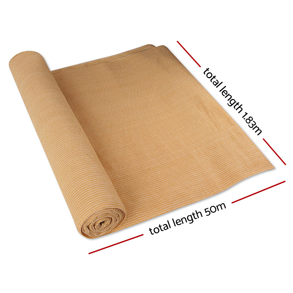 Instahut 70% Shade Cloth 1.83x50m Shadecloth Sail Heavy Duty Beige