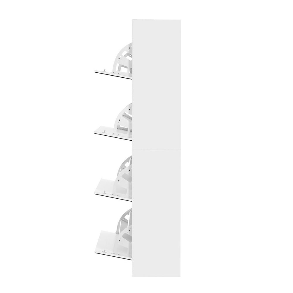 Artiss Shoe Rack Cabinet Mirror 25 Pairs White