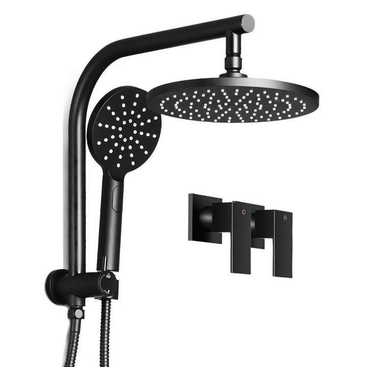 Cefito 9'' Rain Shower Head Set Handheld Round High Pressure Twins Tap Black