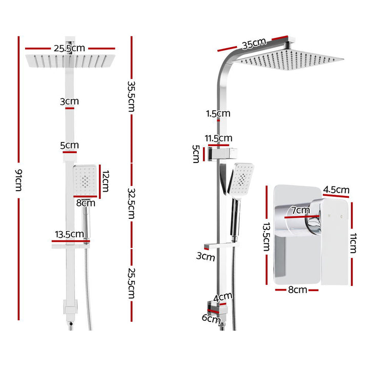 Cefito 10'' Rain Shower Head Set Handheld Square High Pressure Mixer Tap Chrome