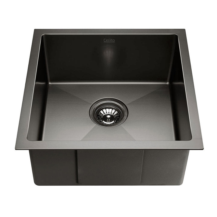 Cefito Kitchen Sink 51X45CM Stainless Steel Basin Single Bowl Black