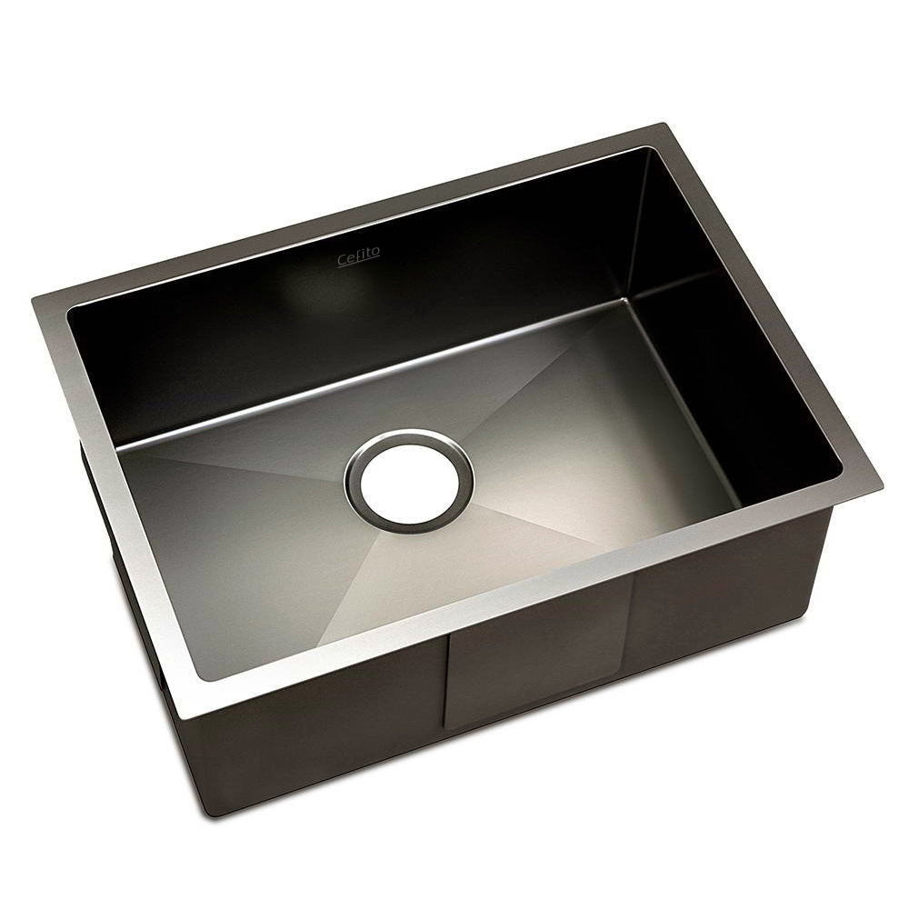 Cefito Kitchen Sink 60X45CM Stainless Steel Basin Single Bowl Black