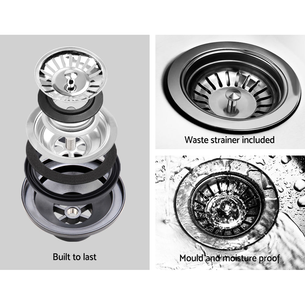 Cefito Stone Kitchen Sink 790X460MM Granite Under/Topmount Basin Double Bowl White