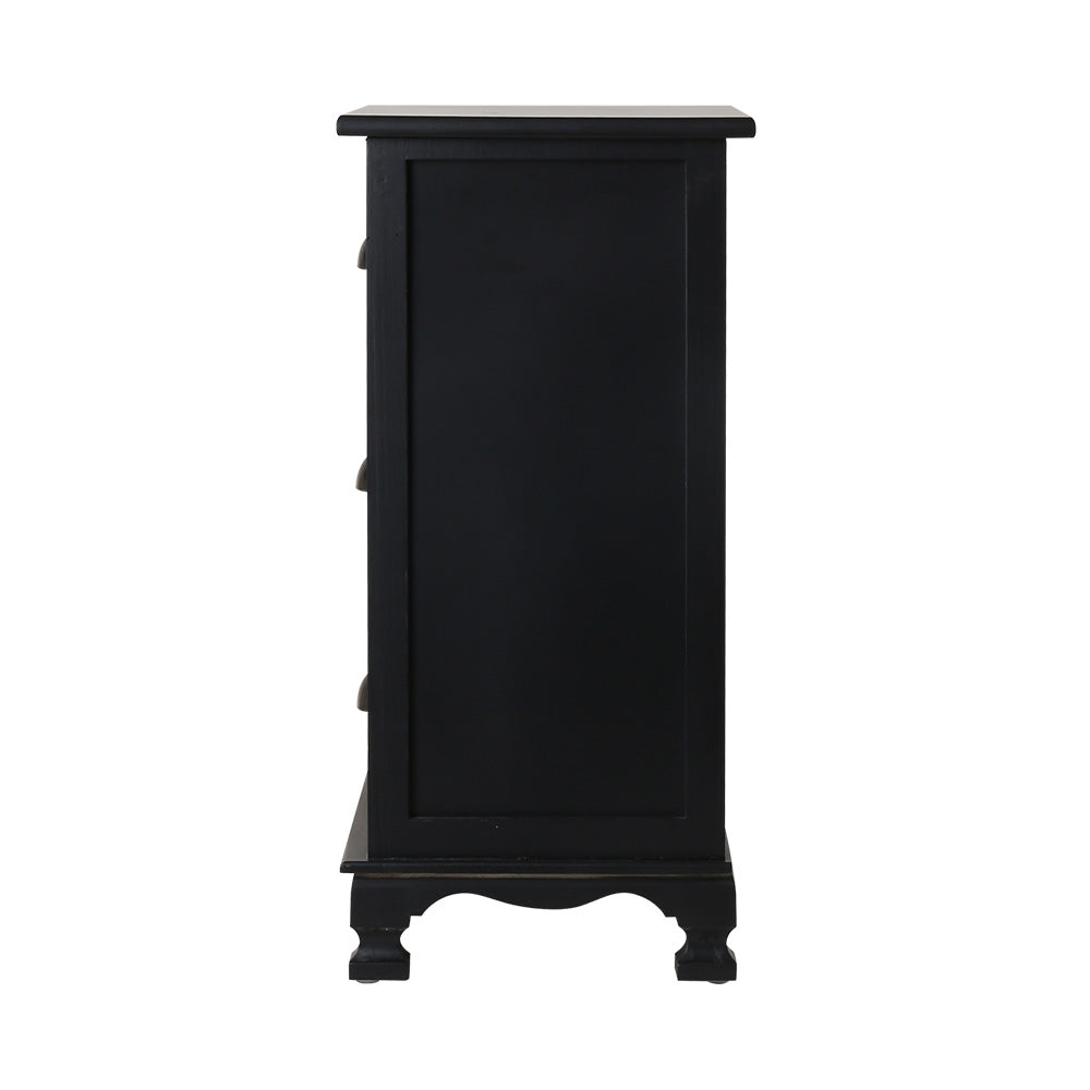 Artiss Bedside Table 3 Drawers Vintage - THYME Black