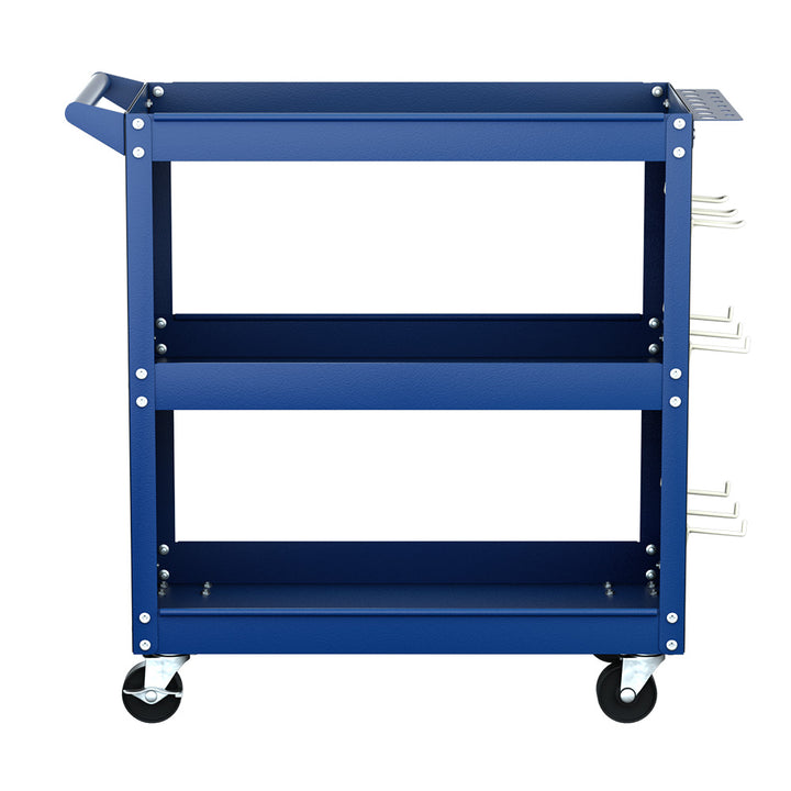 Giantz 3-Tier Tool Cart Storage Trolley Workshop Garage Pegboard Hooks Blue