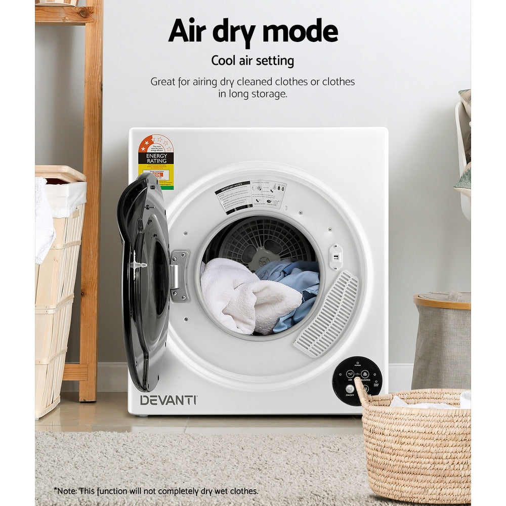 Devanti Tumble Dryer 5kg Fully Auto Black