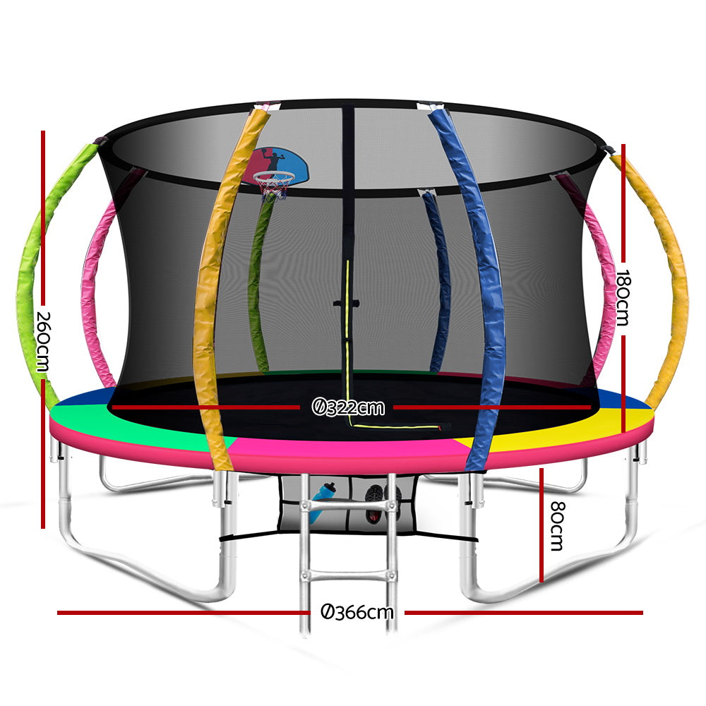 Everfit 12FT Trampoline for Kids w/ Ladder Enclosure Safety Net Rebounder