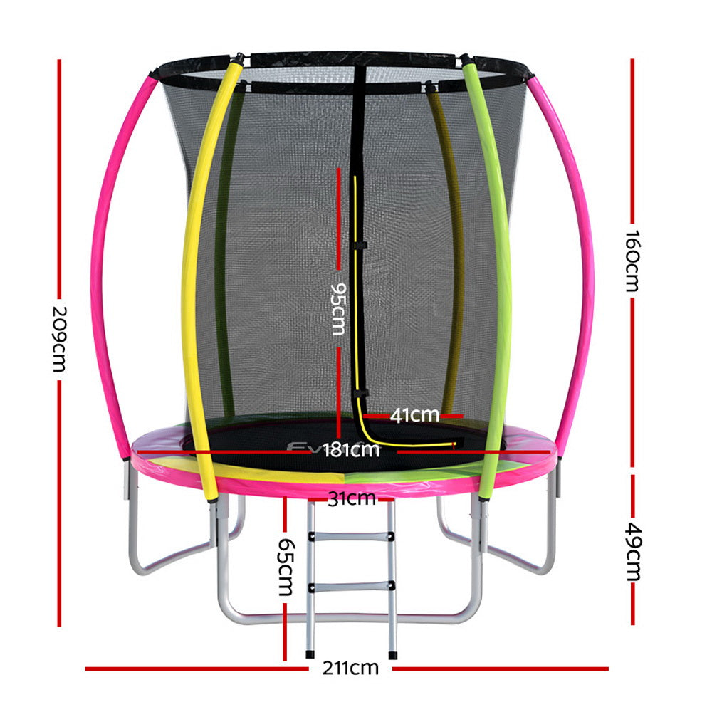 Everfit 6FT Trampoline for Kids w/ Ladder Enclosure Safety Net Rebounder Colors