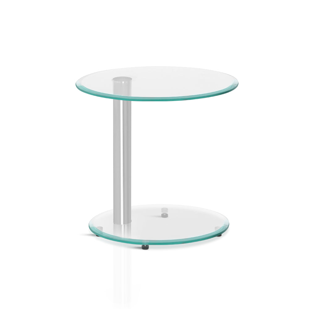 Artiss Coffee Table Oval Tempered Glass Side End Beside Tables Cafe 45cm