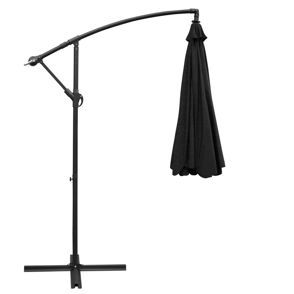 Instahut 3m Outdoor Umbrella Cantilever Garden Beach Patio Black