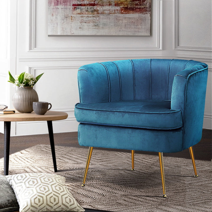 Artiss Armchair Velvet Blue Norvia