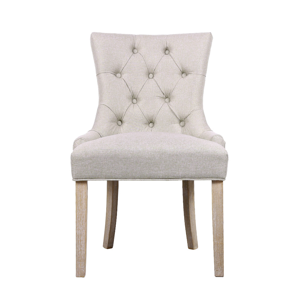 Artiss Dining Chairs Set of 2 Linen French Provincial Beige