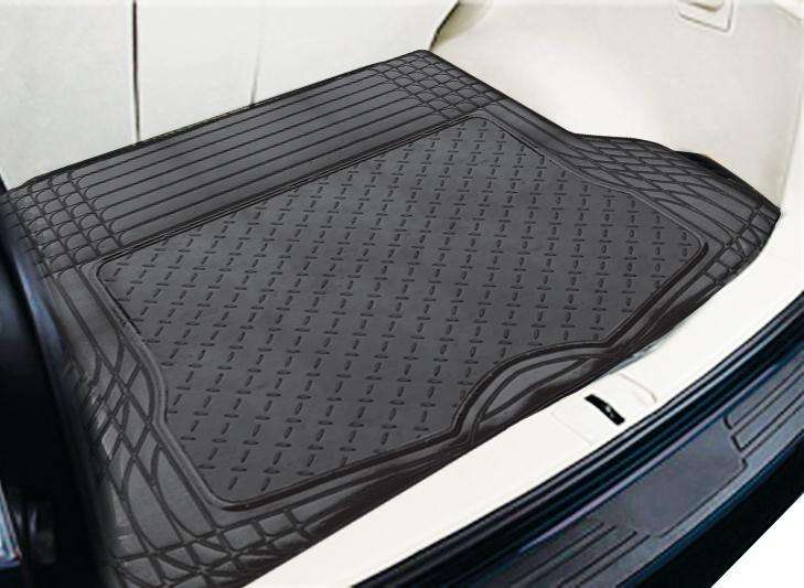 ALUMINIUM LOOK 1-Piece Boot Mat - BLACK [Rubber/Aluminium Look]