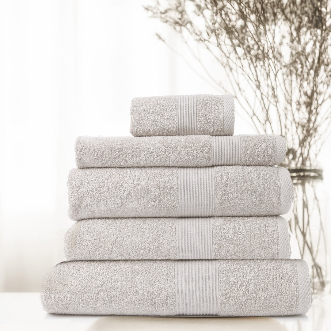 Royal Comfort 5 Piece Cotton Bamboo Towel Set 450GSM Luxurious Absorbent Plush - Sea Holly