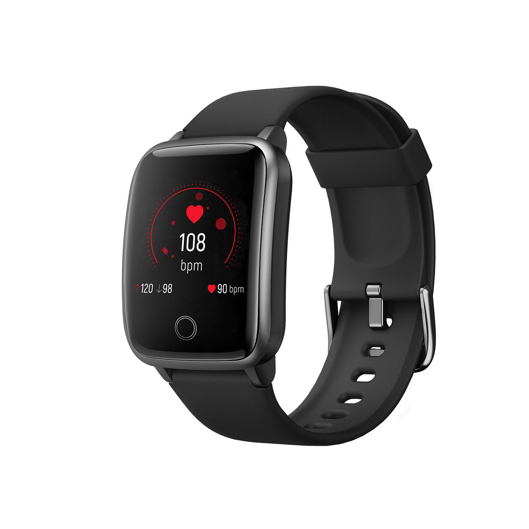 FitSmart Smart Watch Bluetooth Heart Rate Monitor Waterproof LCD Touch Screen - Black