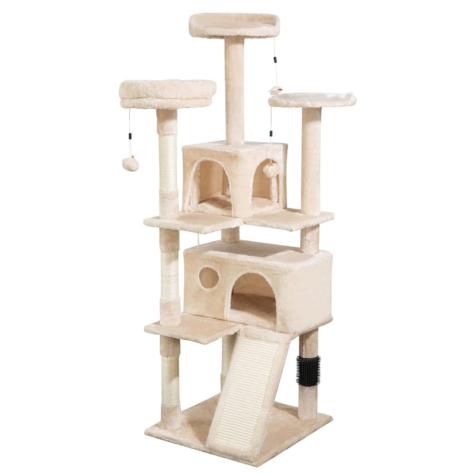 4Paws Cat Tree Scratching Post House Furniture Bed Luxury Plush Play 152cm - Beige