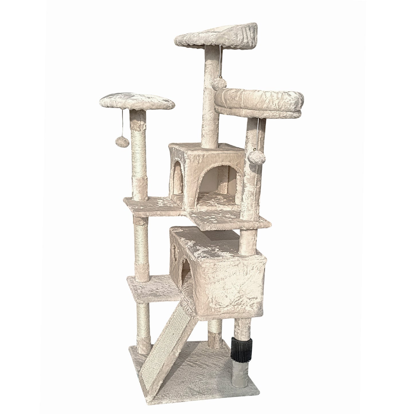 4Paws Cat Tree Scratching Post House Furniture Bed Luxury Plush Play 152cm - Beige