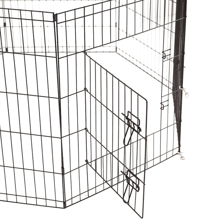 4Paws 8 Panel Playpen Puppy Exercise Fence Cage Enclosure Pets Black All Sizes - 36" - Black