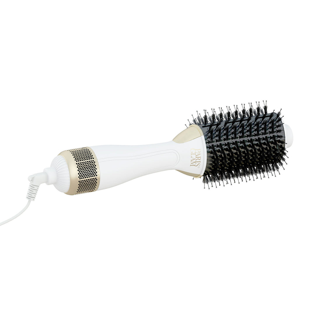 Paris Glam Blow Dry Barrel Brush 2-In-1 Swivel Professional Lightweight White