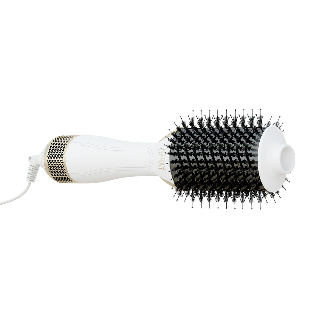 Paris Glam Blow Dry Barrel Brush 2-In-1 Swivel Professional Lightweight White