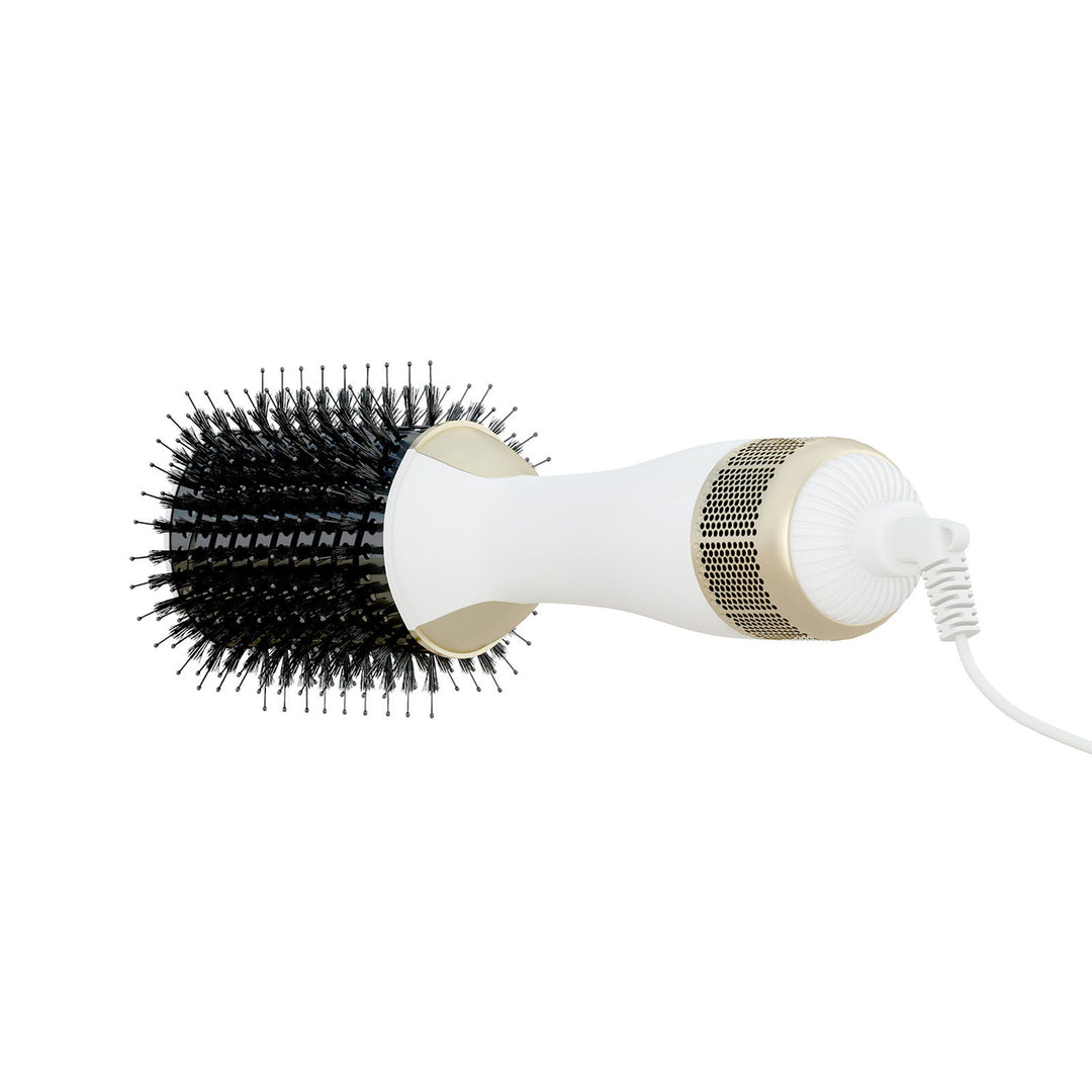 Paris Glam Blow Dry Barrel Brush 2-In-1 Swivel Professional Lightweight White